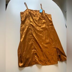 Satin Slip Dress in burnt orange